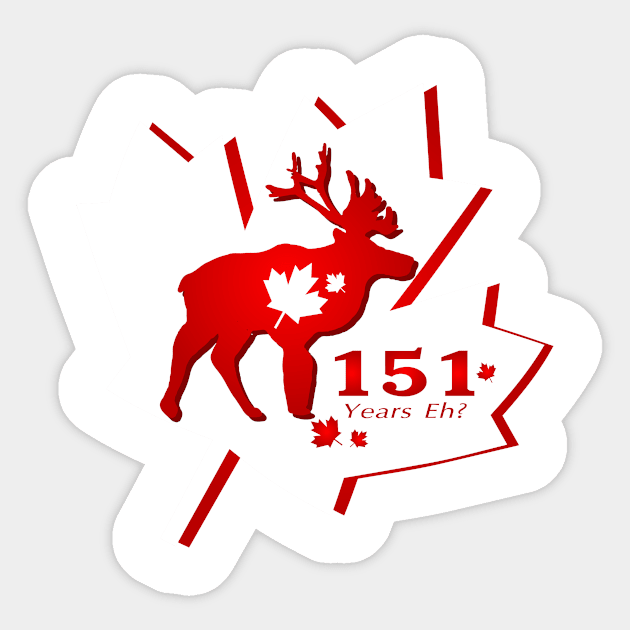 Canada Moose 151 Years Eh? Sticker by chrizy1688